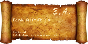 Bink Alfréda névjegykártya